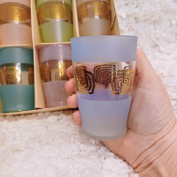 MCM MID CENTURY MODERN Frosted Glasses Rare New In Box - Picture 3 of 6